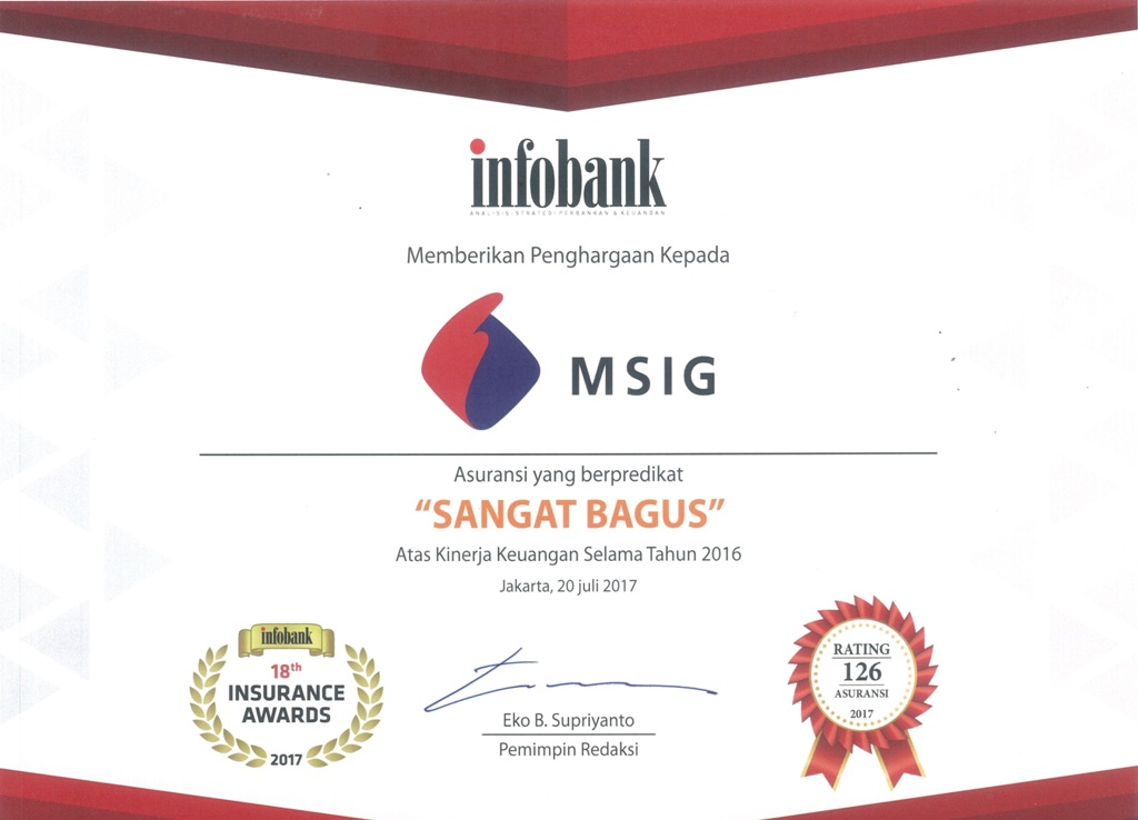 MSIG Indonesia Ranked in Top 3 of General Insurance Companies