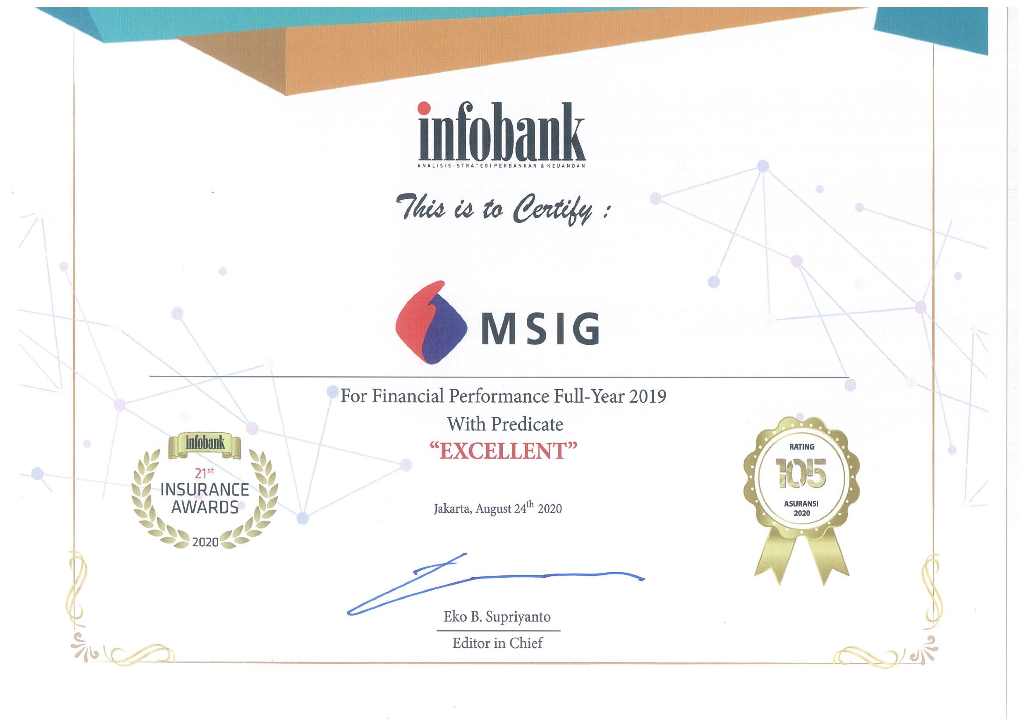 MSIG Indonesia Received a “Very Good” Award in General Insurance