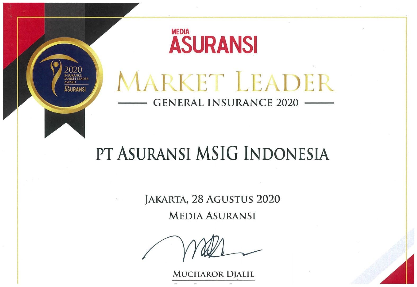 MSIG Indonesia Receives Insurance Market Leader Award 2020
