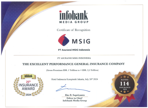MSIG Indonesia Received “The Excellent Performance General Insurance Company 2024” Award from Infobank