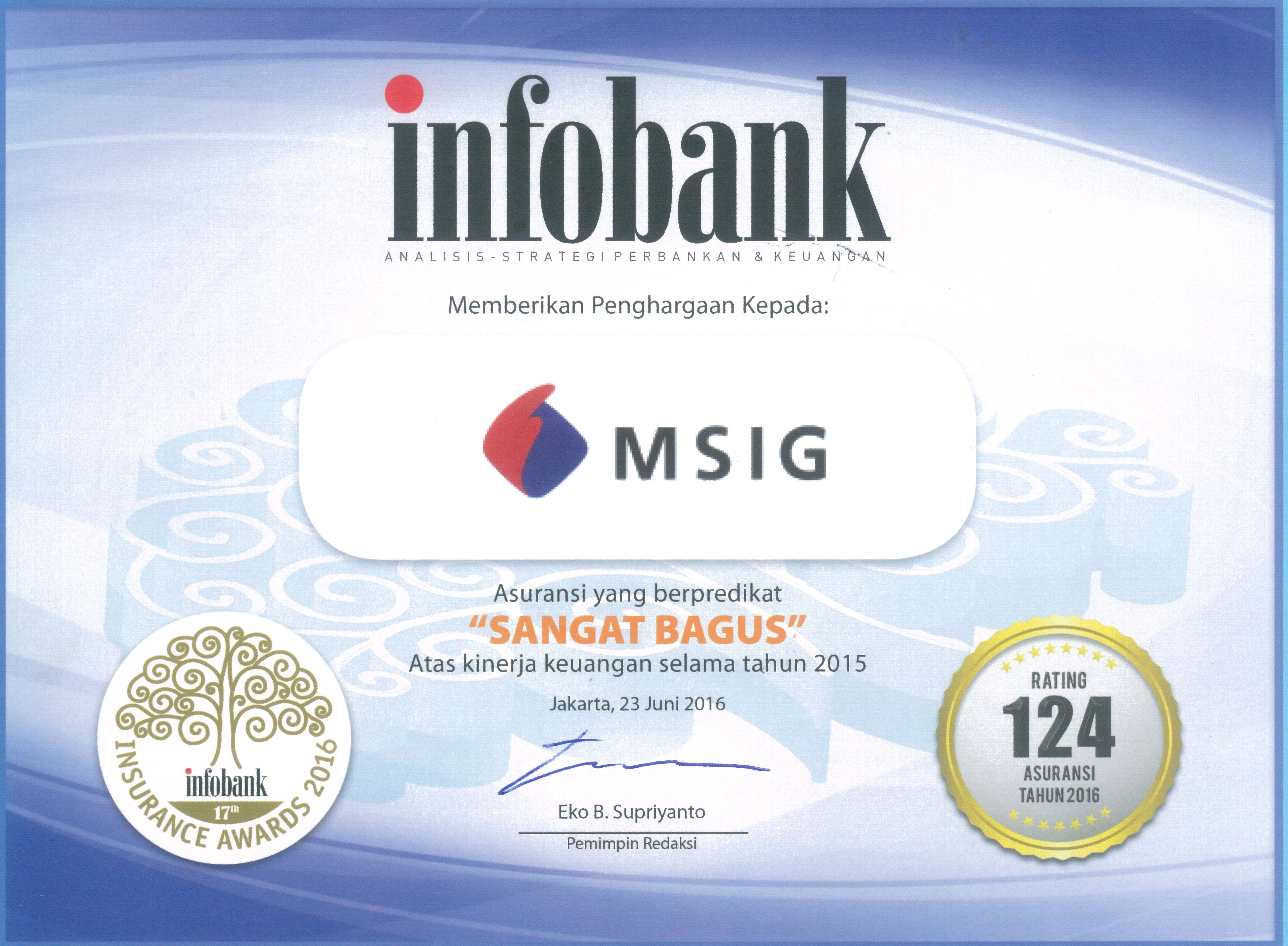 Infobank Magazine; MSIG Show an Excellent Performance for 10 Consecutive Years