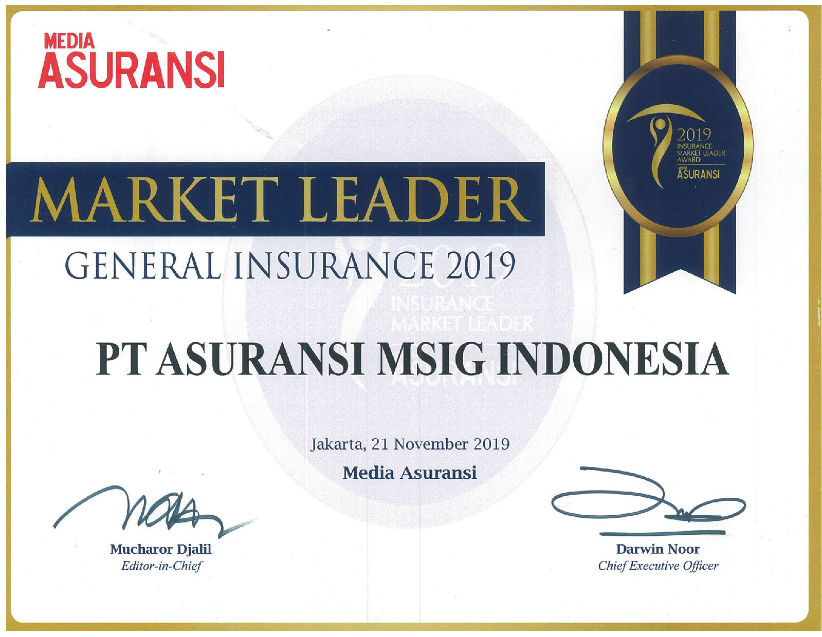 MSIG Indonesia Ranked in Top 3 of General Insurance Companies