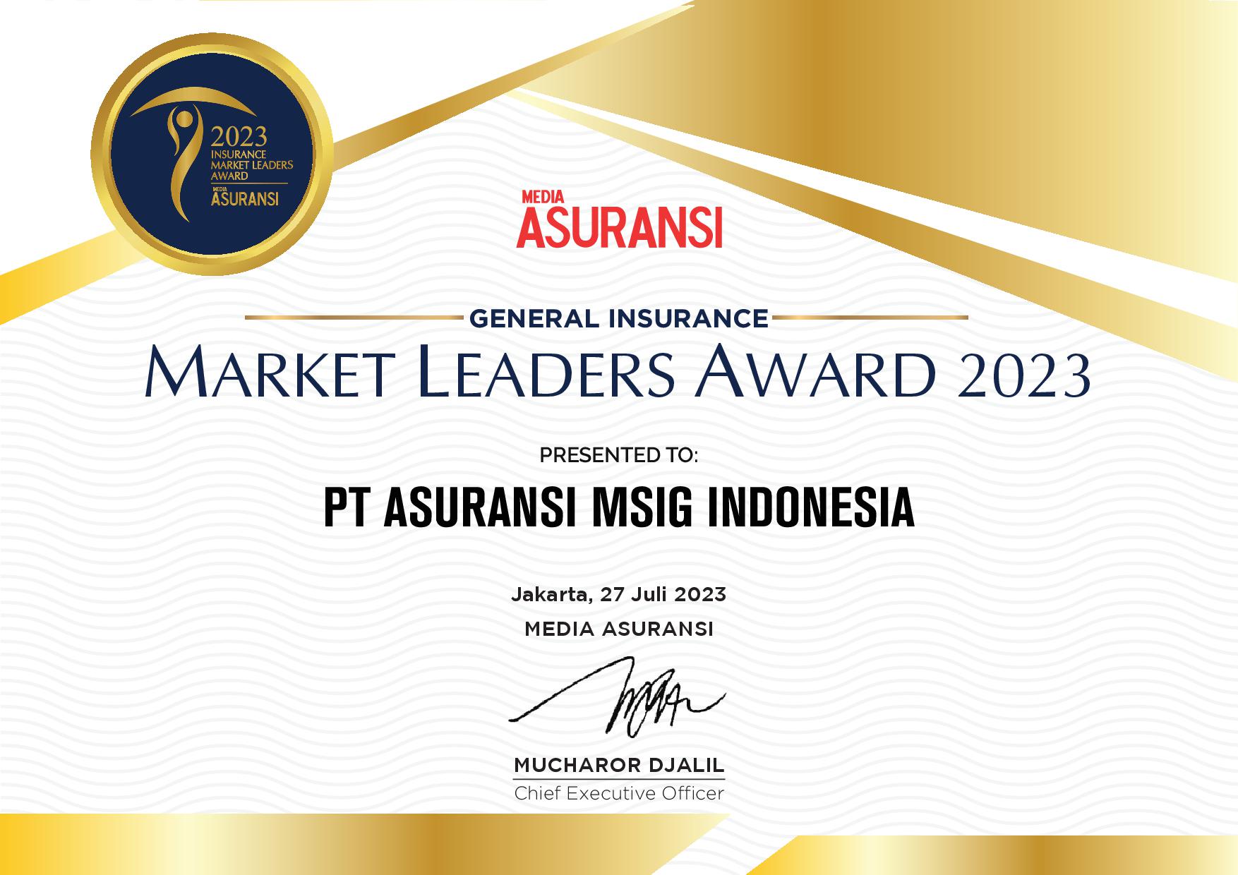 MSIG Indonesia Won the Insurance Market Leaders Award 2023